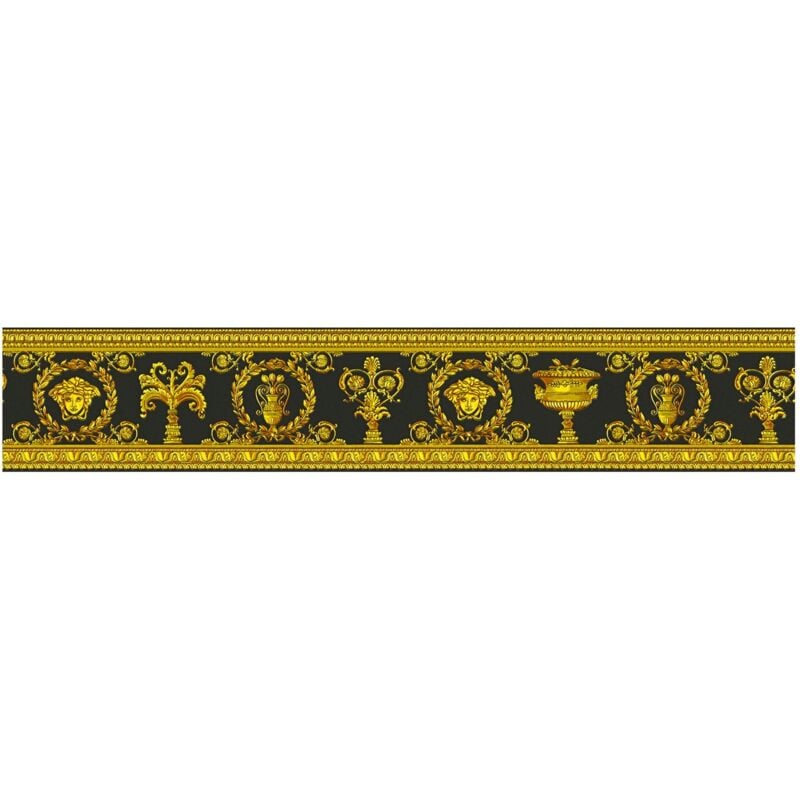 Exclusive luxury wallpaper wall Profhome 343051 border slightly textured with ornaments matt gold yellow black 0.45 m2 (4.84 ft2) - gold