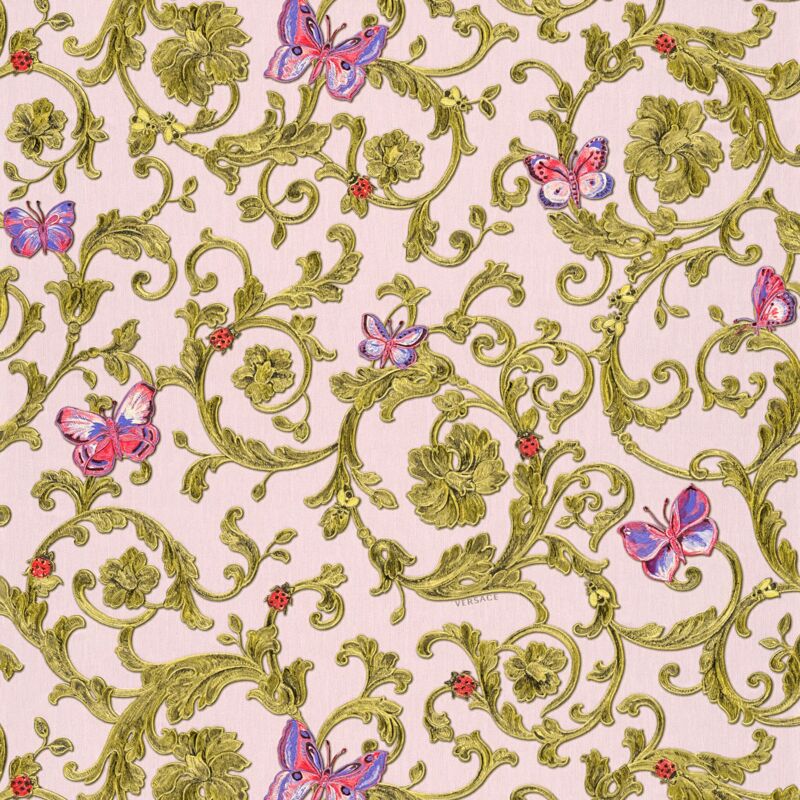 Profhome - Exclusive luxury wallpaper wall 343254 non-woven wallpaper slightly textured with floral ornaments glittering pink green gold 7.035 m2 (75