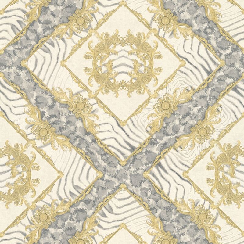 Exclusive luxury wallpaper wall Profhome 349042 non-woven wallpaper slightly textured with leopard spots shiny grey gold cream 7.035 m2 (75 ft2)