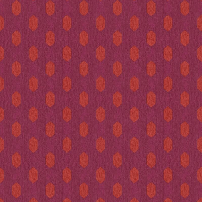 Profhome - Exclusive Luxury Wallpaper Wall 369731 Non-woven Wallpaper Slightly Textured With Graphical Pattern Matt Violet Red Orange 5.33 M2 (57 Ft2)