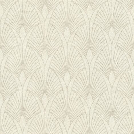 Exclusive luxury wallpaper wall Profhome 374271 non-woven wallpaper slightly textured design matt cream gold white 5.33 m2 (57 ft2)