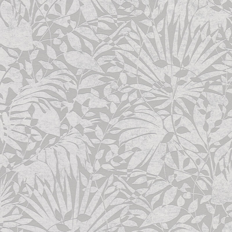 Profhome - Exclusive Luxury Wallpaper Wall 388312 Non-woven Wallpaper Textured With Floral Ornaments And Metallic Effect Grey Silver White 5.33 M2