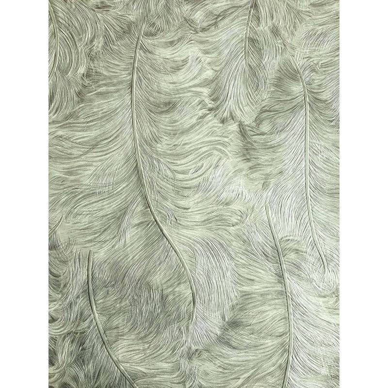 Exclusive wallpaper Profhome 822201 vinyl wallpaper embossed with feather pattern shiny grey pastel-green 5.33 m2 (57 ft2) - grey