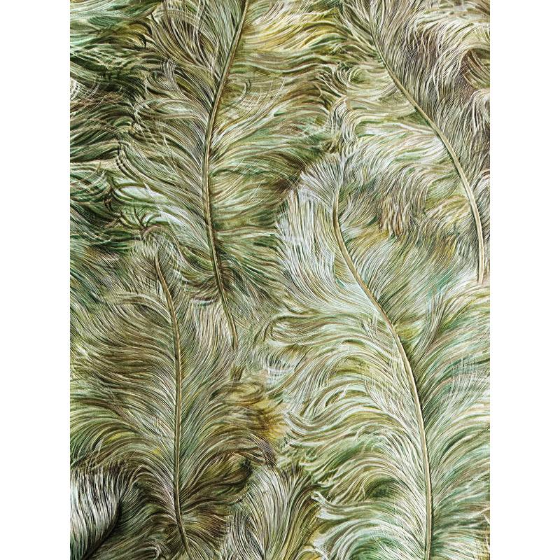Exclusive wallpaper wall Profhome 822203 vinyl wallpaper embossed with feather pattern shiny green leaf-green gold brown-green 5.33 m2 (57 ft2)