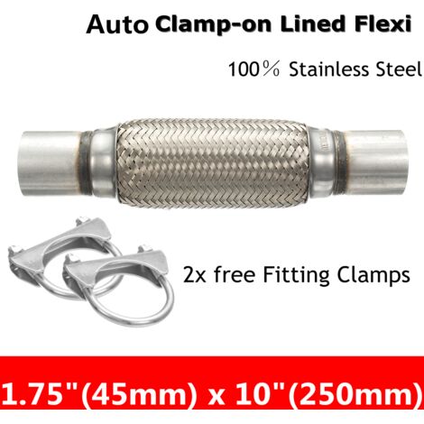 Exhaust Clamp-on Flexi Tube Joint Flexible Pipe Repair 1.75" x 10" 45 x 250mm Flex