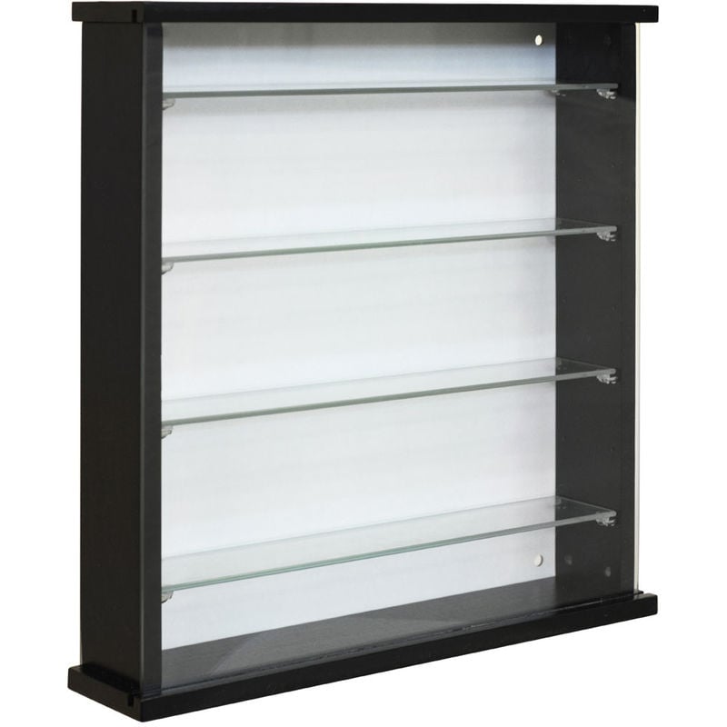 EXHIBIT - Wood 4 Shelf Glass Wall Display Cabinet - Black
