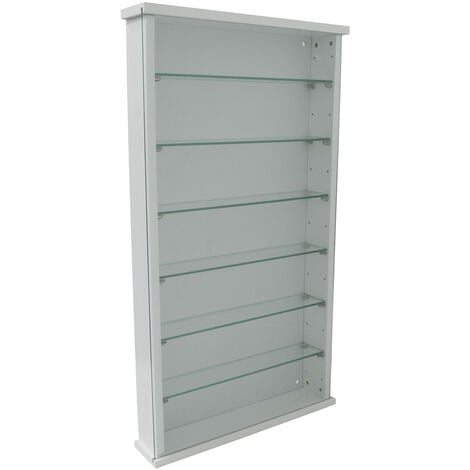 main image of "EXHIBIT - Solid Wood 6 Shelf Glass Wall Display Cabinet - White"