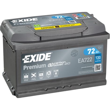 Exide – Batterie voiture 12V 72Ah 720A – Technologie Plomb Calcium – Démarrage rapide – Compatible véhicules puissants – EA722