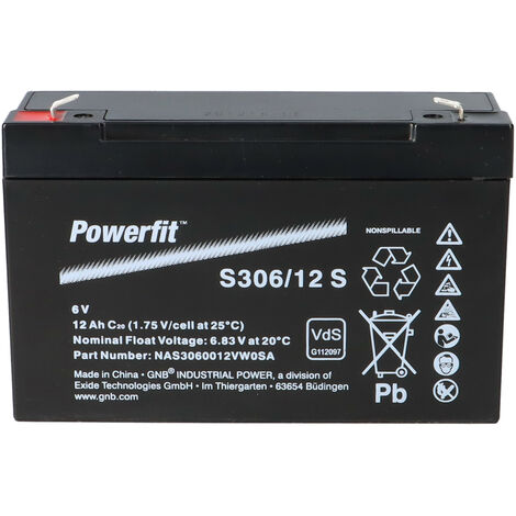 Exide Powerfit Bleiakku AGM 6V 12Ah S306/12 S