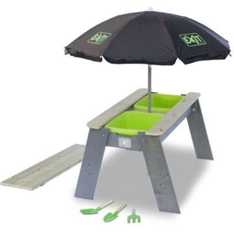 EXIT Aksent Sand- und Wassertisch mit Sonnenschirm und Gartenwerkzeugen