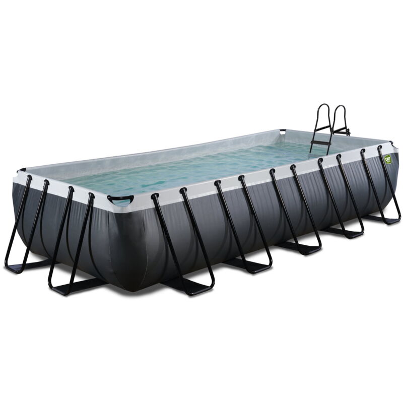 Exit Toys - Exit Black Leather Pool 18ft X 8ft X 39in With Sand Filter Pump - Black