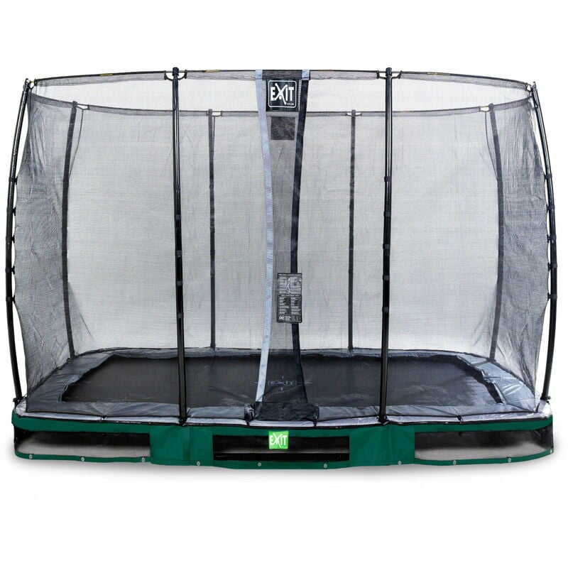 Exit Elegant ground trampoline 7x12ft with Economy safety net - green