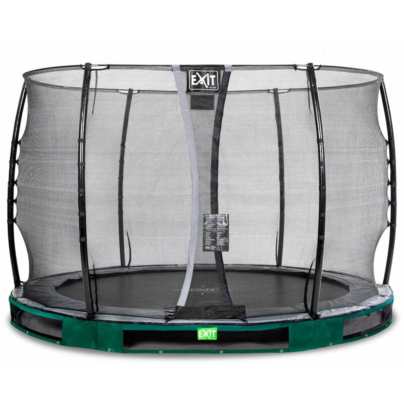 Exit Elegant ground trampoline 10ft with Economy safety net - green