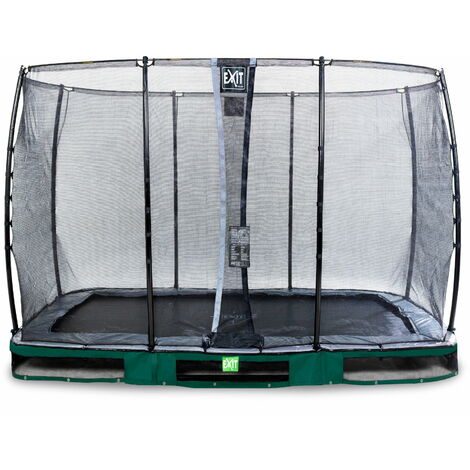 EXIT Elegant ground trampoline 7x12ft with Economy safety net - green