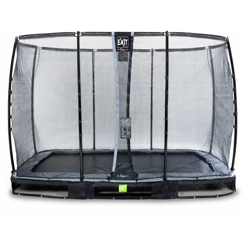 Exit Elegant Premium ground trampoline 7x12ft with Deluxe safety net - black