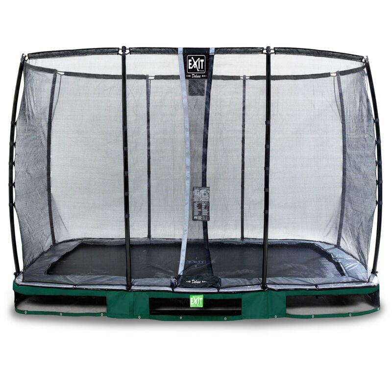 Exit Elegant Premium ground trampoline 7x12ft with Deluxe safety net - green