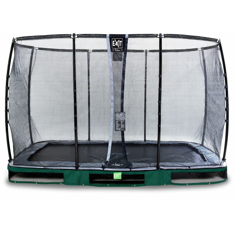 Exit Elegant Premium ground trampoline 8x14ft with Deluxe safety net - green