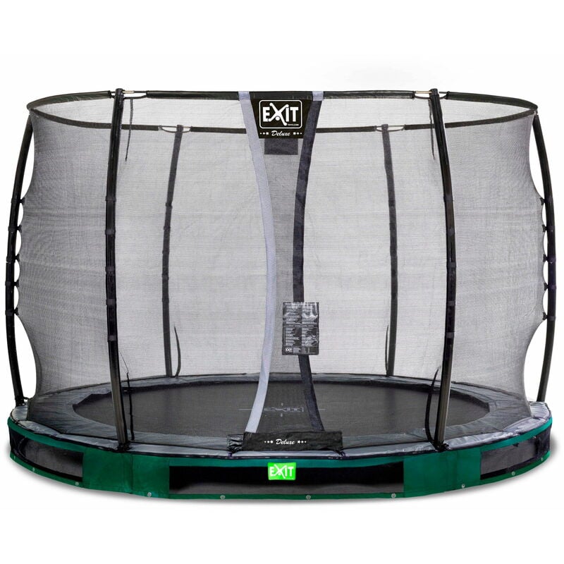 Exit Elegant Premium ground trampoline 10ft with Deluxe safety net - green