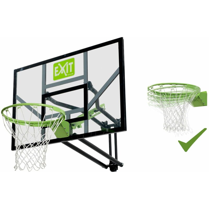 Exit Galaxy wall-mounted basketball backboard with dunk hoop - green/black