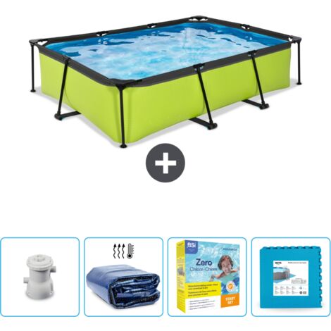 EXIT Rechteckiges Kalkrahmen-Schwimmbecken – 300 x 200 x 65 cm – Inklusive Zubehör CB67