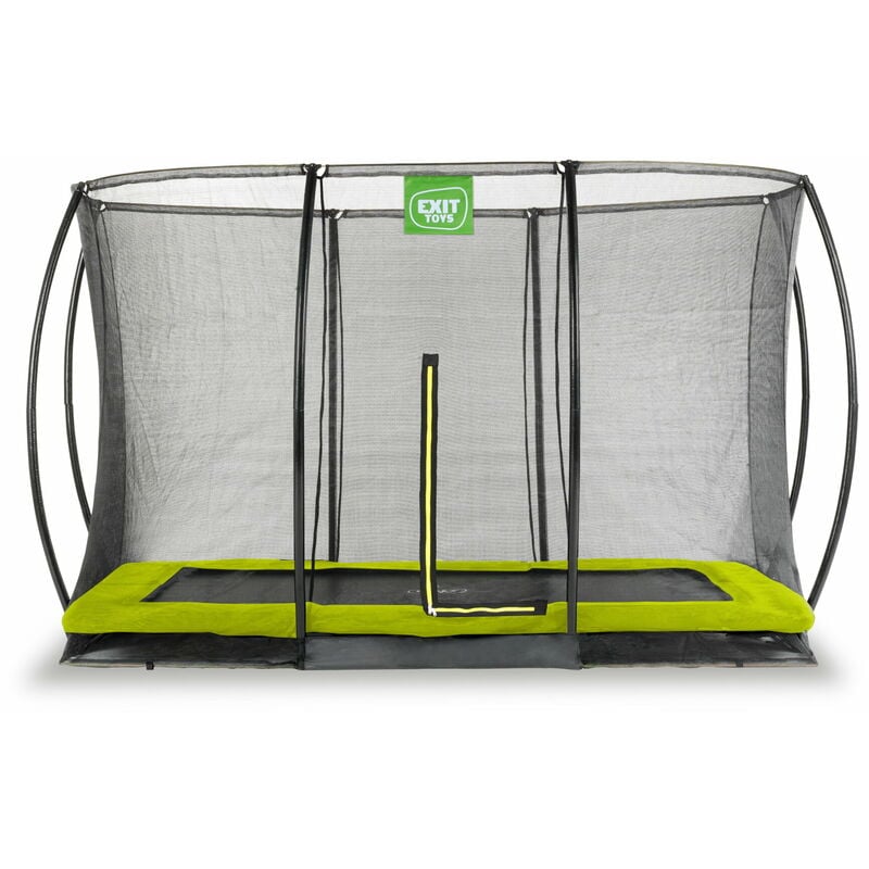 Exit Silhouette ground trampoline 7x10ft with safety net - green