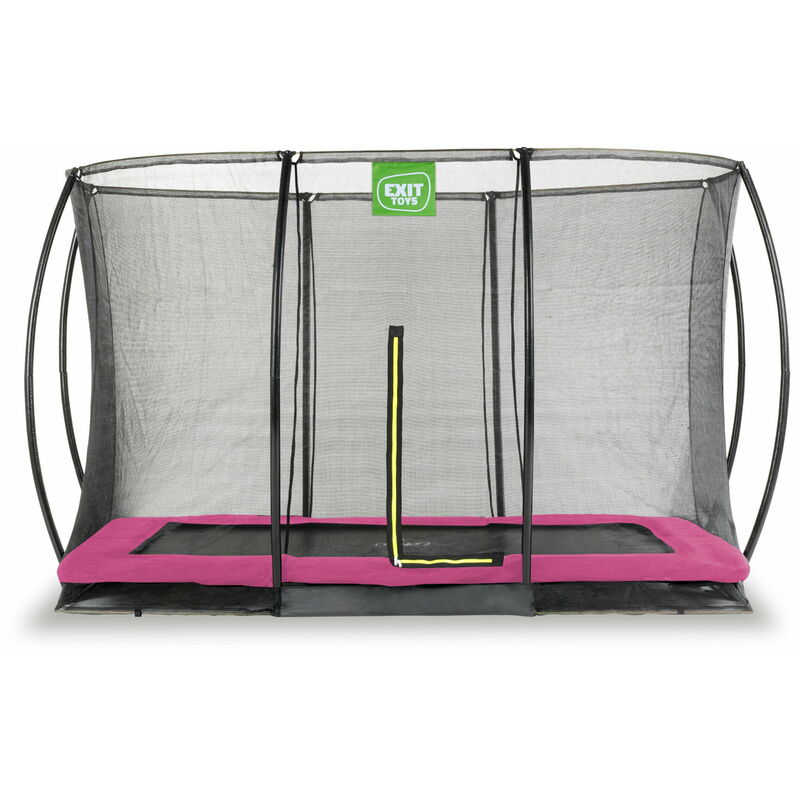 Exit Silhouette ground trampoline 7x10ft with safety net - pink