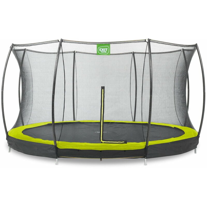 Exit Silhouette ground trampoline 12ft with safety net - green