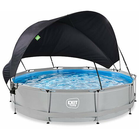 EXIT Soft Grey Pool 12ft x 30in with Filter Pump and Canopy – Grey