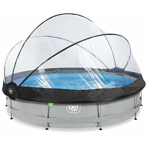 EXIT Soft Grey Pool 12ft x 30in with Filter Pump and Dome – Grey
