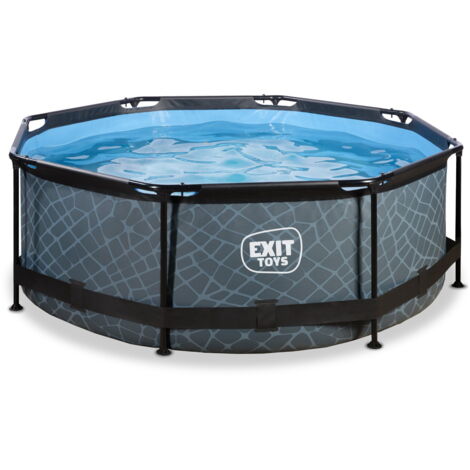 EXIT Stone Pool 8ft x 30in with Filter Pump – Grey
