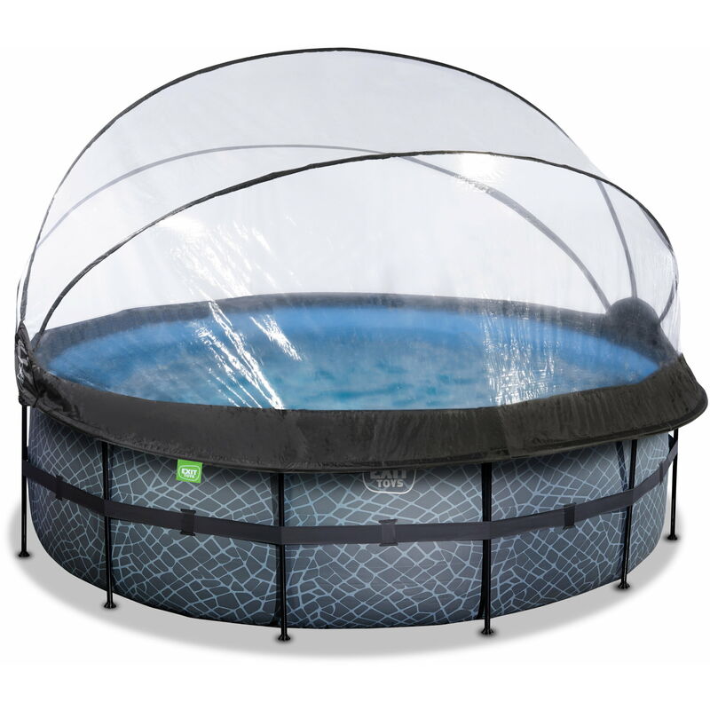 Exit Toys - Exit Stone Pool 14ft X 48in With Sand Filter Pump And Dome - Grey