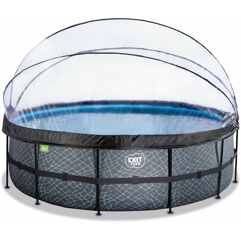 Chendyy - Exit Stone Pool 16ft X 48in With Sand Filter Pump And Dome - Grey