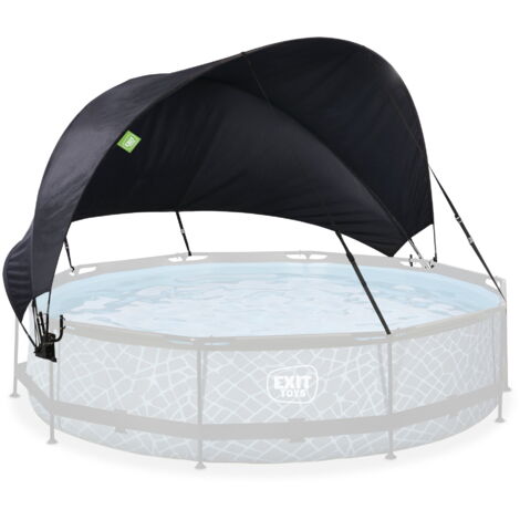 Exit Toys – Voile d'ombrage pour piscine tubulaire ronde Ø 3,60 à 3,70 m – Polyester déperlant – Système d'éventail pour ombre ajustable