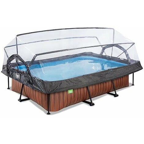 CHENDYY EXIT Wood pool 10ft x 6.6ft x 25.6in with filter pump and dome - brown