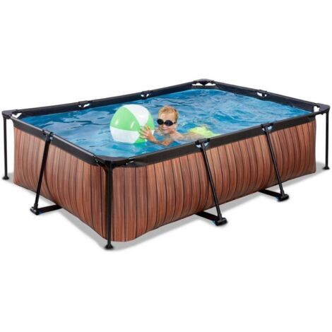 EXIT Wood Pool 220x150x65cm mit Filterpumpe - braun