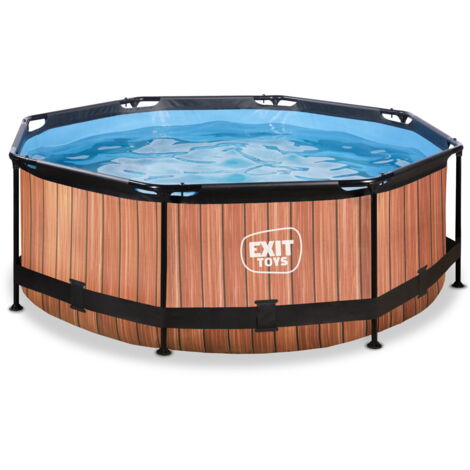 EXIT Wood Pool ø244x76cm mit Filterpumpe - braun