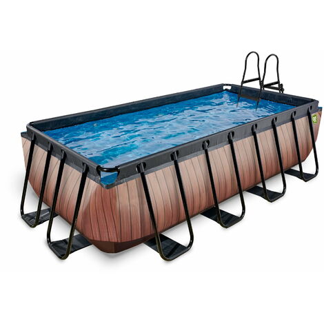 EXIT Wood Pool 400x200x100cm mit Sandfilterpumpe - braun