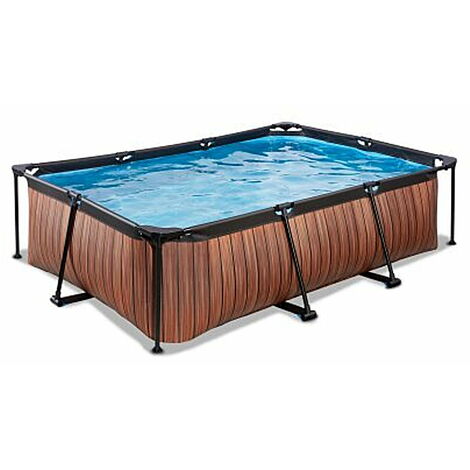 EXIT Wood pool 7ft x 5ft x 25.6in with filter pump - brown