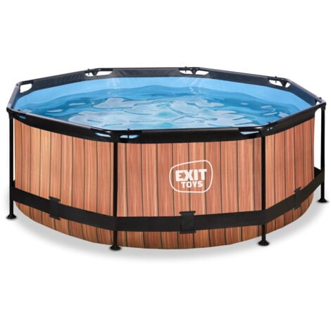 EXIT Wood pool 8ft x 30in with filter pump - brown