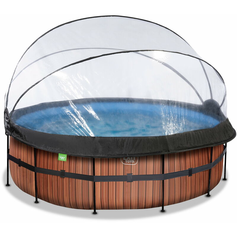 Chendyy - Exit Wood Pool 14ft X 48in With Sand Filter Pump And Dome - Brown