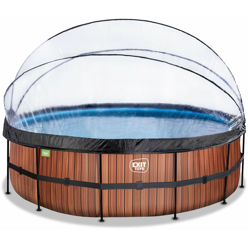Chendyy - Exit Wood Pool 16ft X 48in With Sand Filter Pump And Dome - Brown