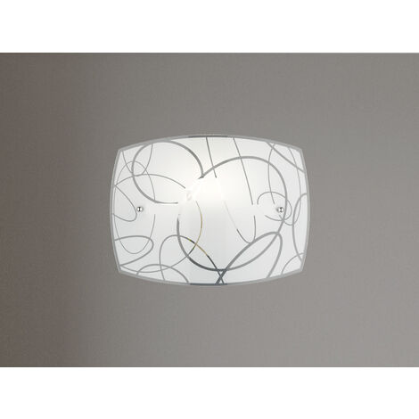 Exklusive LED Wandleuchte DIMMBAR Glasschirm in weiß mit dezentem Dekor, B: 30cm