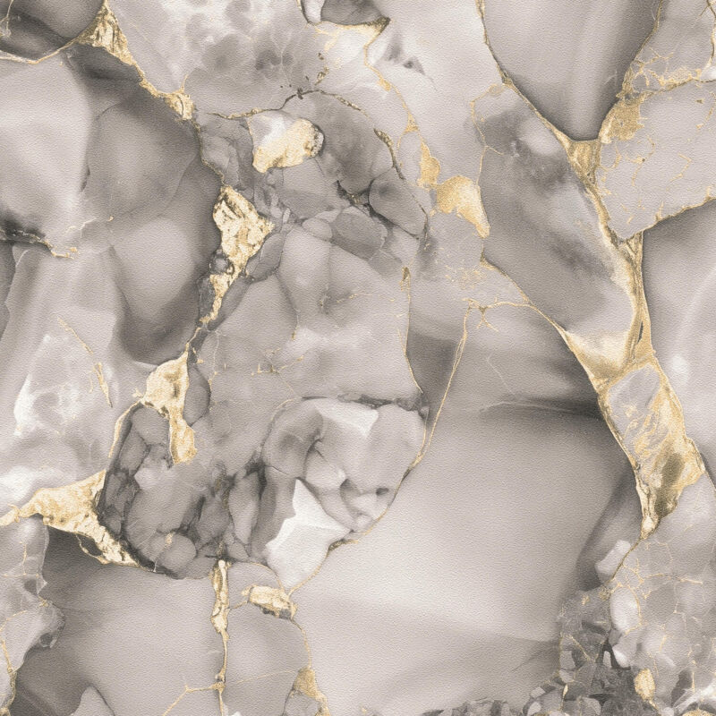 Exklusive Luxus Tapete Profhome 790791 Heißgeprägte Vliestapete Leicht Strukturiert In Marmoroptik Und Metallischen Akzenten Grau Anthrazit Gold 5,