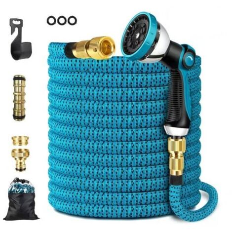 Expandable Garden Hose, Garden Hose with 10 Nozzles, Brass Fittings, 3750D Fabric, Expandable Hose with 4-Layer Latex Core - 30m/100ft