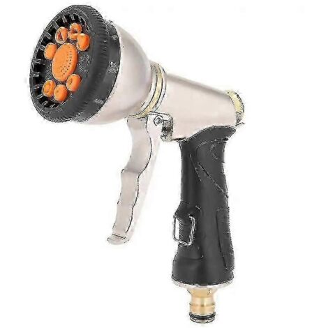 Expandable Garden Hose Spray Nozzle, 9-way Multi Functional Heavy Duty Metal, Black, 1pcs