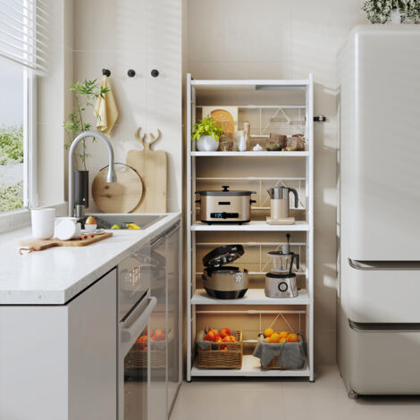 Expandable Microwave Shelf, 5-Tier Kitchen Storage Rack, Space-Saving Organizer for Pantry & Laundry