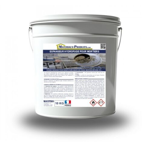 Matpro – Expanseur hydrofuge pour mortiers 10 kg – Application intérieure et extérieure – Évite faïençage et micro-fissuration – Compatible mortiers bâtards