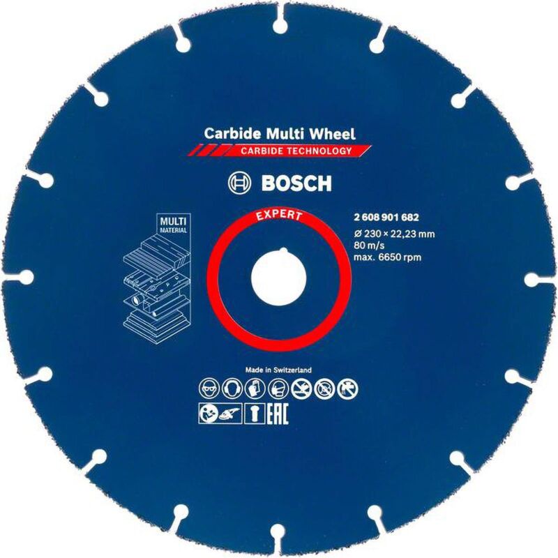 Bosch - Expert carbide multi wheel de disque de coupe de 230 mm, 22,23â mm. pour grandes meuleuses avec écrou de blocage de