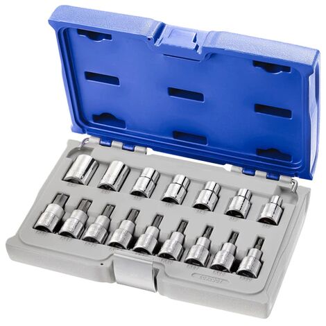 Expert – Coffret douilles Torx® 1/2' 16 pièces – Douilles T20 à T60 – Boîte à fermoirs métalliques – Compatible servante - Pcs-E032907