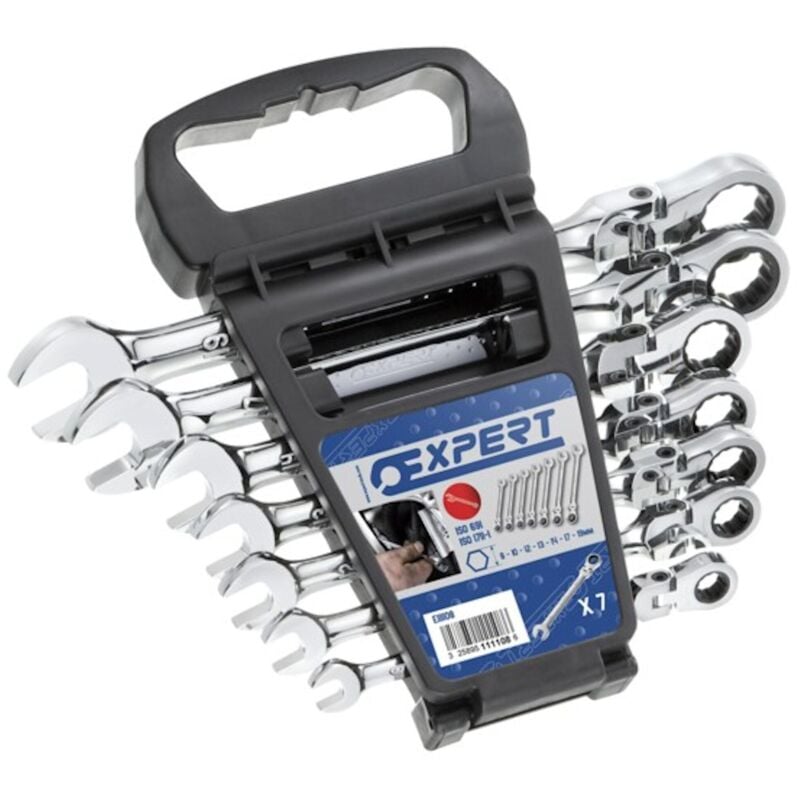 Jeu de 7 clés mixtes à cliquet articulées 8 à 19 mm - E111108 Expert by Facom
